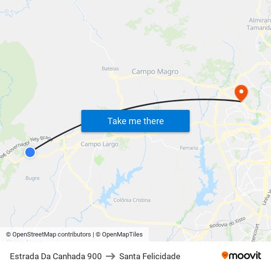 Estrada Da Canhada 900 to Santa Felicidade map
