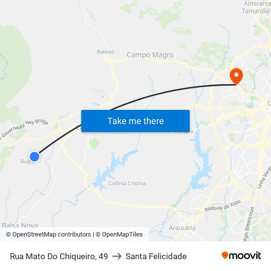 Rua Mato Do Chiqueiro, 49 to Santa Felicidade map