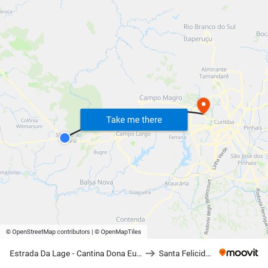 Estrada Da Lage - Cantina Dona Eulália to Santa Felicidade map