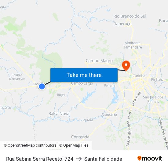 Rua Sabina Serra Receto, 724 to Santa Felicidade map