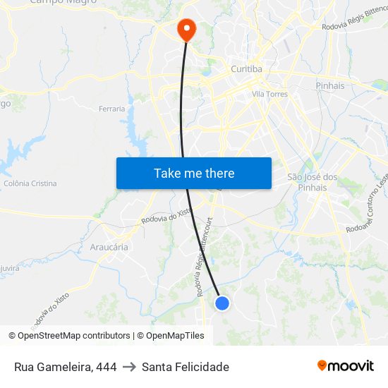 Rua Gameleira, 444 to Santa Felicidade map