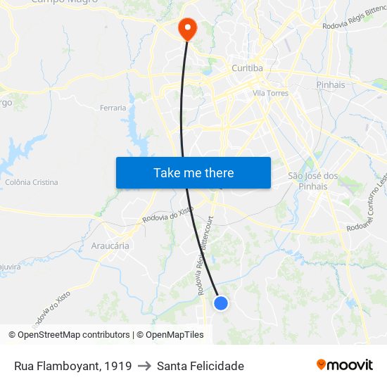 Rua Flamboyant, 1919 to Santa Felicidade map
