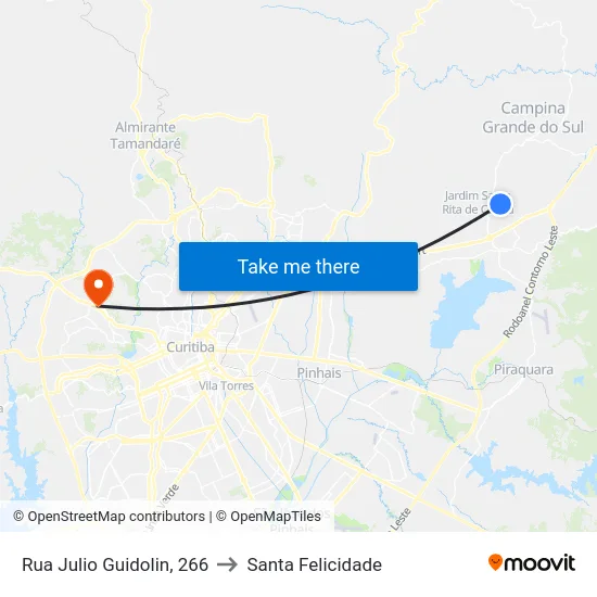 Rua Julio Guidolin, 266 to Santa Felicidade map