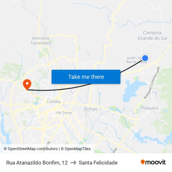 Rua Atanazildo Bonfim, 12 to Santa Felicidade map