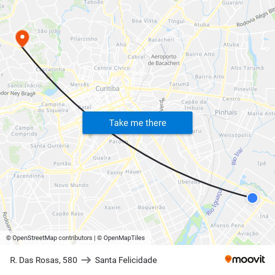 R. Das Rosas, 580 to Santa Felicidade map