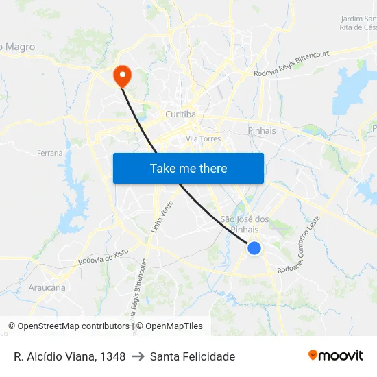 R. Alcídio Viana, 1348 to Santa Felicidade map