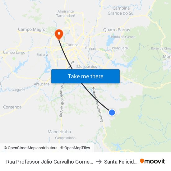 Rua Professor Júlio Carvalho Gomes, 6500 to Santa Felicidade map