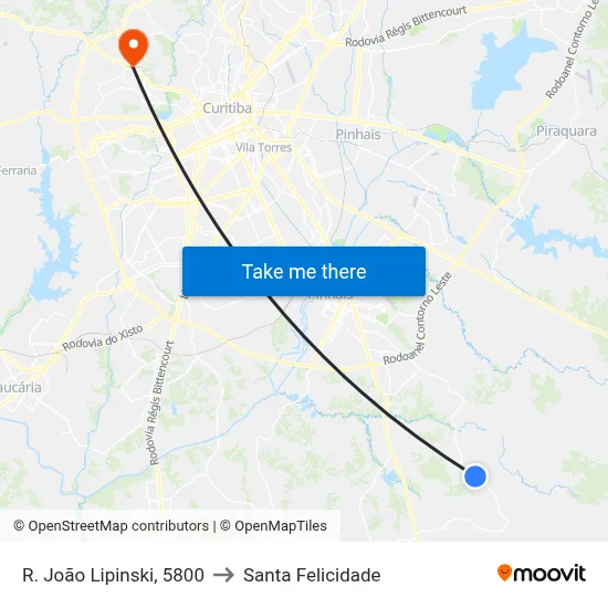 R. João Lipinski, 5800 to Santa Felicidade map