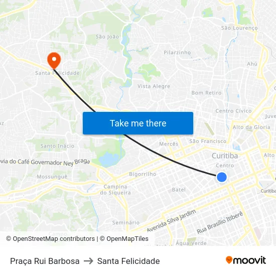 Praça Rui Barbosa to Santa Felicidade map