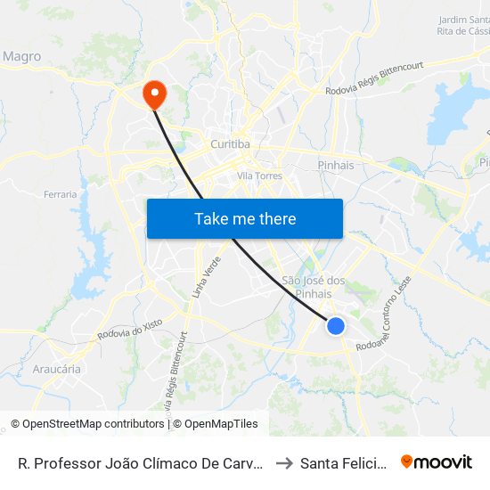 R. Professor João Clímaco De Carvalho, 232 to Santa Felicidade map