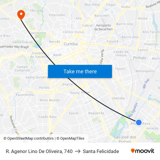 R. Agenor Lino De Oliveira, 740 to Santa Felicidade map