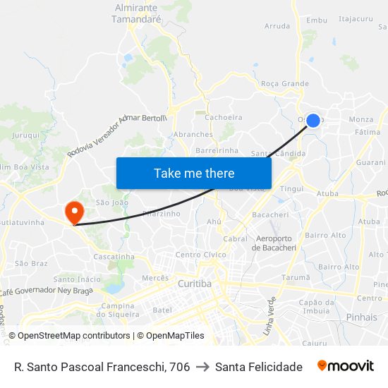 R. Santo Pascoal Franceschi, 706 to Santa Felicidade map