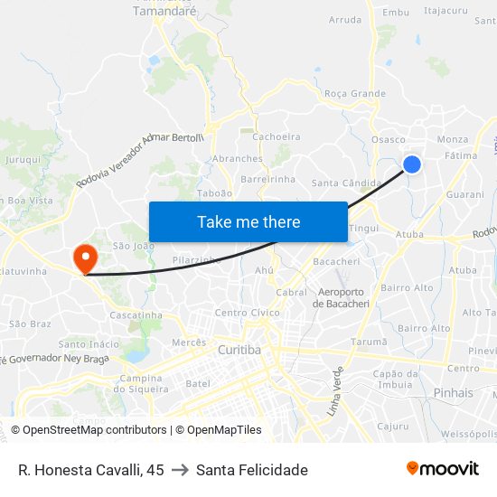 R. Honesta Cavalli, 45 to Santa Felicidade map