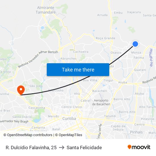 R. Dulcídio Falavinha, 25 to Santa Felicidade map