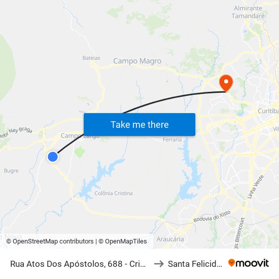 Rua Atos Dos Apóstolos, 688 - Cristo Rei to Santa Felicidade map