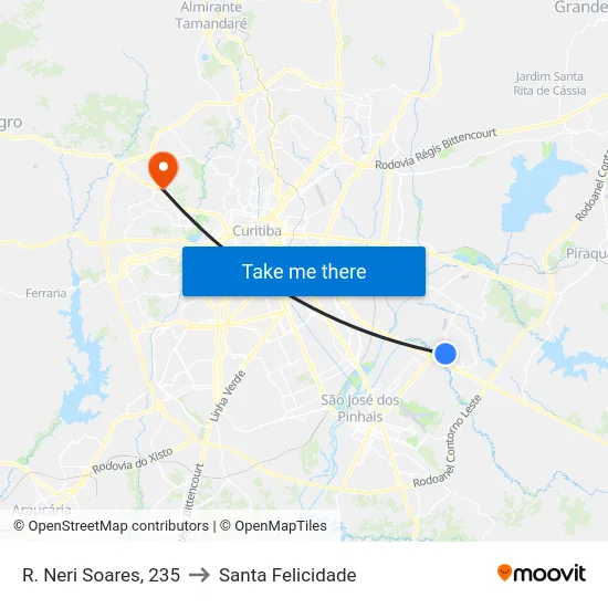 R. Neri Soares, 235 to Santa Felicidade map