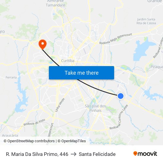 R. Maria Da Silva Primo, 446 to Santa Felicidade map