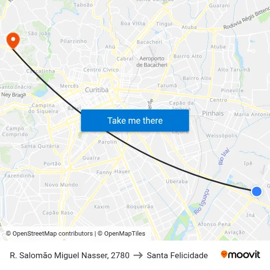 R. Salomão Miguel Nasser, 2780 to Santa Felicidade map
