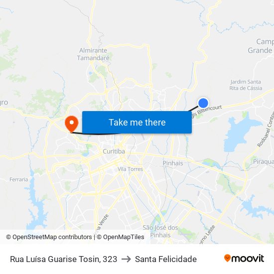 Rua Luísa Guarise Tosin, 323 to Santa Felicidade map