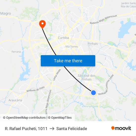 R. Rafael Pucheti, 1011 to Santa Felicidade map