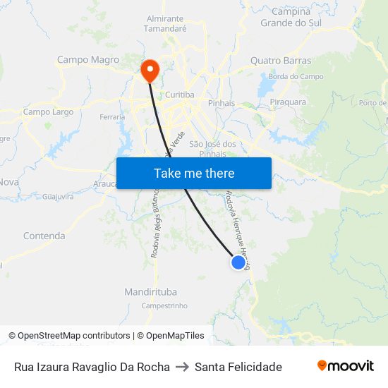 Rua Izaura Ravaglio Da Rocha to Santa Felicidade map