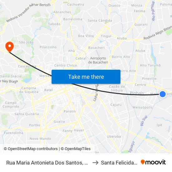 Rua Maria Antonieta Dos Santos, 391 to Santa Felicidade map