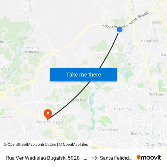 Rua Ver Wadislau Bugalsk, 5928 - Kabel to Santa Felicidade map