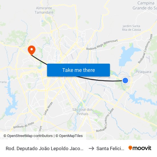 Rod. Deputado João Lepoldo Jacomel, 4050 to Santa Felicidade map
