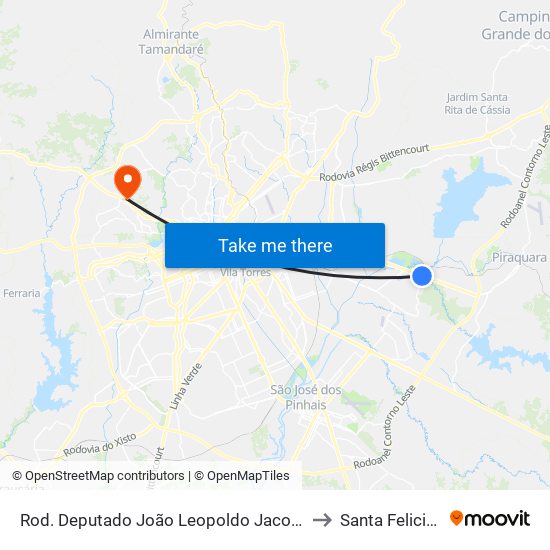Rod. Deputado João Leopoldo Jacomel, 6281 to Santa Felicidade map