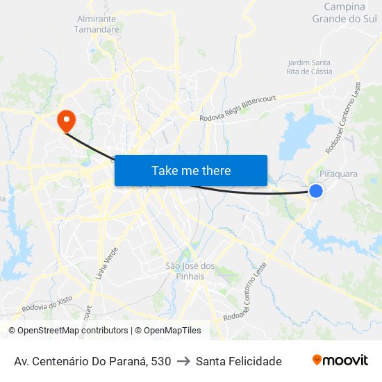 Av. Centenário Do Paraná, 530 to Santa Felicidade map