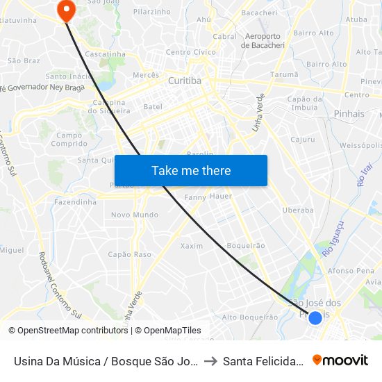 Usina Da Música / Bosque São José to Santa Felicidade map