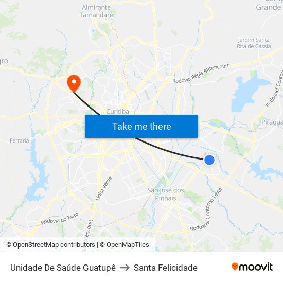 Unidade De Saúde Guatupê to Santa Felicidade map