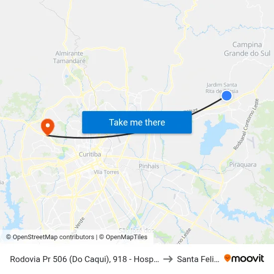 Rodovia Pr 506 (Do Caqui), 918 - Hospital Angelina Caron to Santa Felicidade map