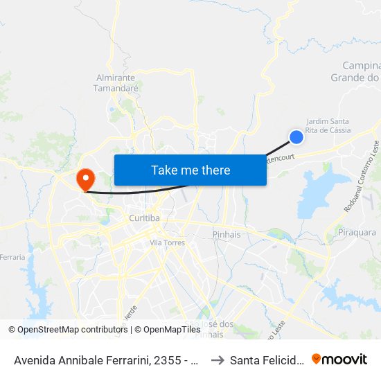 Avenida Annibale Ferrarini, 2355 - Ceccon to Santa Felicidade map