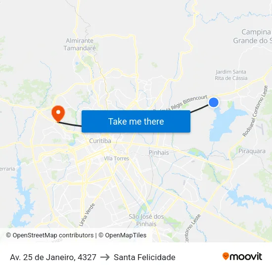 Av. 25 de Janeiro, 4327 to Santa Felicidade map
