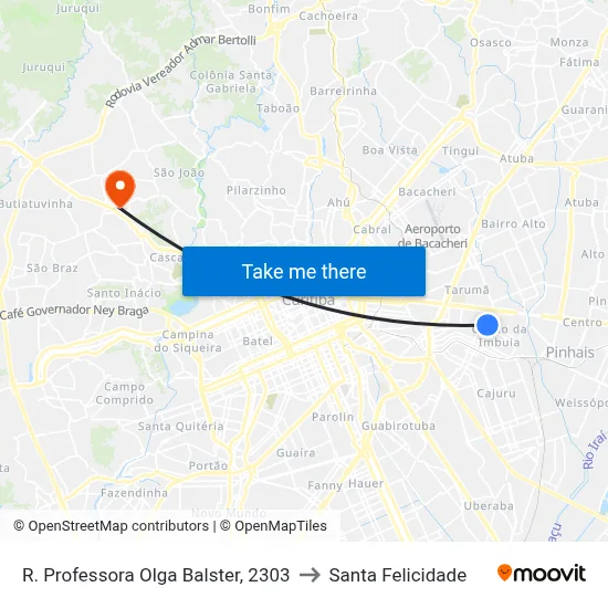 R. Professora Olga Balster, 2303 to Santa Felicidade map