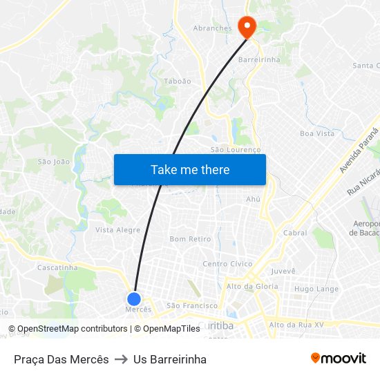 Praça Das Mercês to Us Barreirinha map