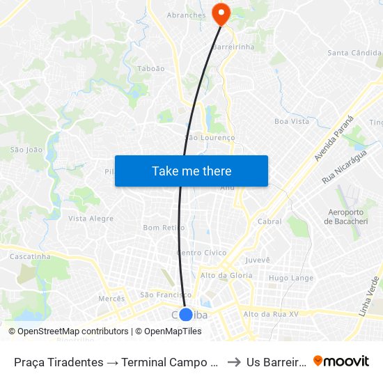 Praça Tiradentes (Nestor De Castro) to Us Barreirinha map