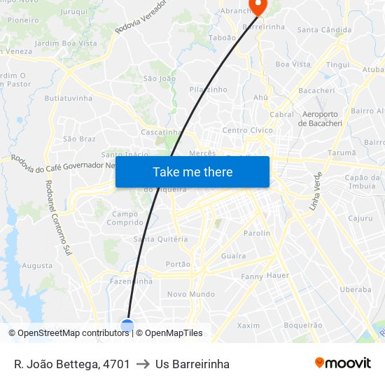 R. João Bettega, 4701 to Us Barreirinha map