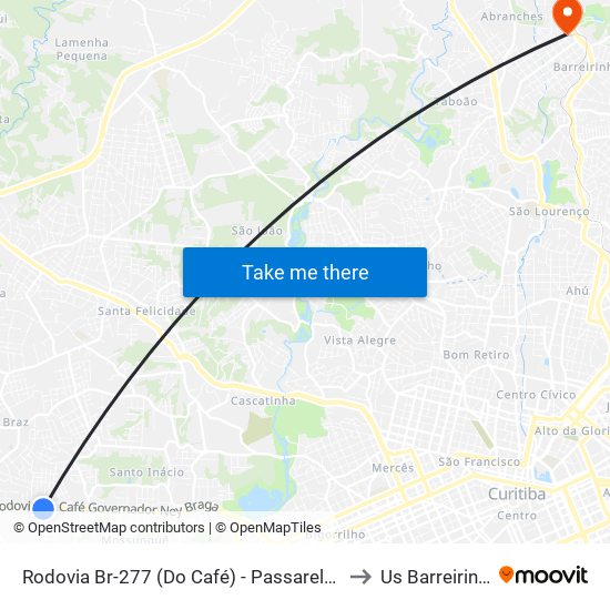 Rodovia Br-277 (Do Café) - Passarela Brf to Us Barreirinha map
