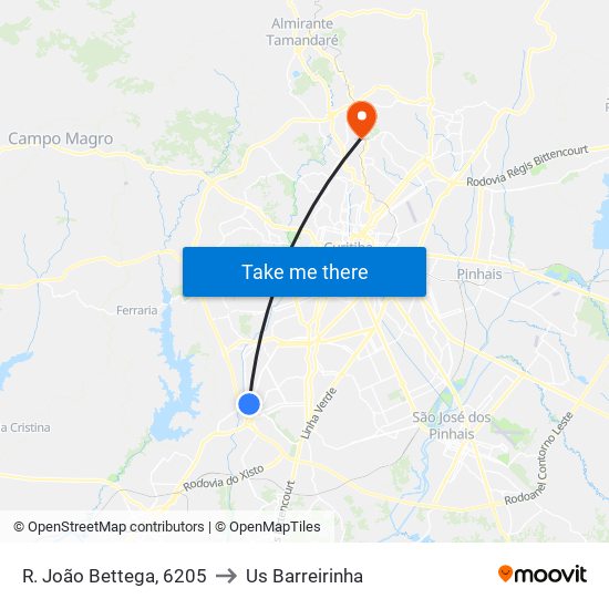 R. João Bettega, 6205 to Us Barreirinha map