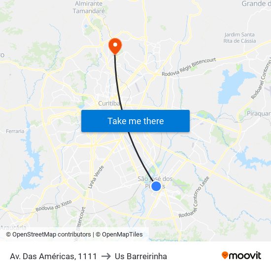 Av. Das Américas, 1111 to Us Barreirinha map