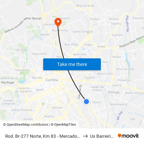 Rod. Br-277 Norte, Km 83 - Mercadorama to Us Barreirinha map