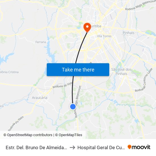 Estr. Del. Bruno De Almeida, 3617 to Hospital Geral De Curitiba map