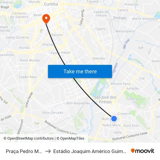 Praça Pedro Moro to Estádio Joaquim Américo Guimarães map