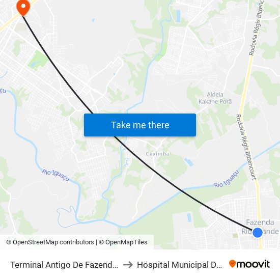 Terminal Antigo De Fazenda Rio Grande to Hospital Municipal De Araucária map