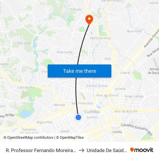 R. Professor Fernando Moreira / Saldanha Marinho to Unidade De Saúde Abranches map