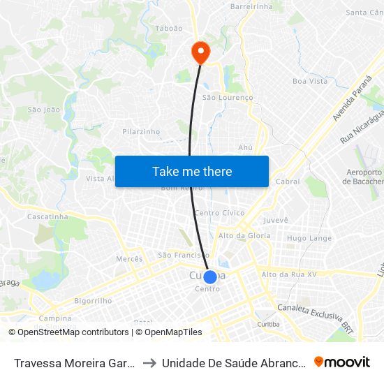 Travessa Moreira Garcez to Unidade De Saúde Abranches map