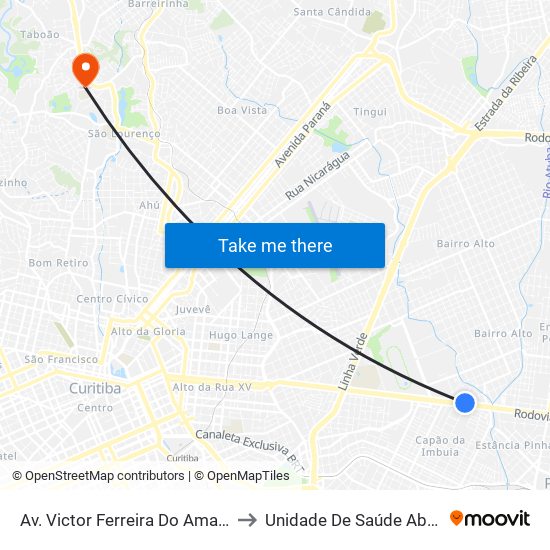 Av. Victor Ferreira Do Amaral, 3141 to Unidade De Saúde Abranches map