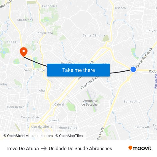 Av. Marechal Mascarenhas De Moraes, 2400 to Unidade De Saúde Abranches map